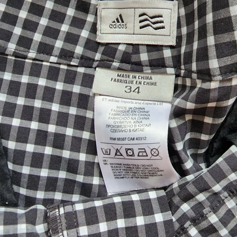 Adidas black & gray plaid shorts